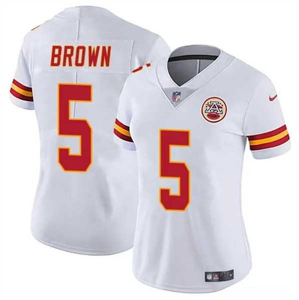 Women%27s Kansas City Chiefs #5 Hollywood Brown White Vapor Untouchable Limited Stitched Jersey Dzhi->women nfl jersey->Women Jersey